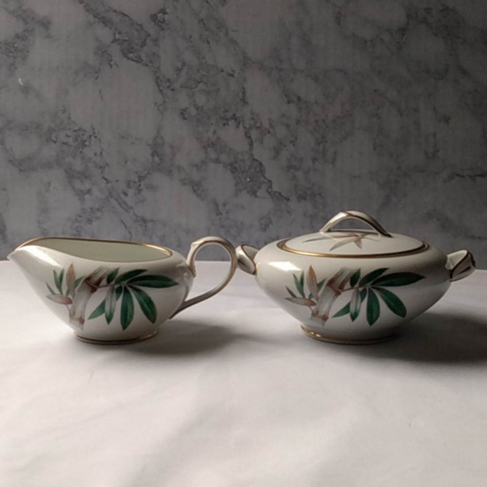 Noritake China Bamboo Canton Creamer & Sugar Bowl